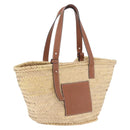 LOEWE Anagram Basket Bag Hand Bag straw Beige Auth mr3180V-1