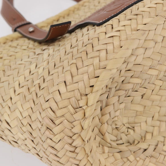 LOEWE Anagram Basket Bag Hand Bag straw Beige Auth mr3180V