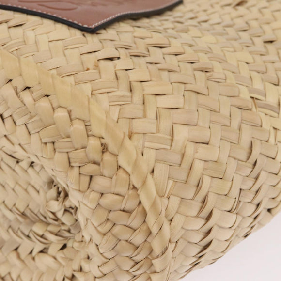LOEWE Anagram Basket Bag Hand Bag straw Beige Auth mr3180V