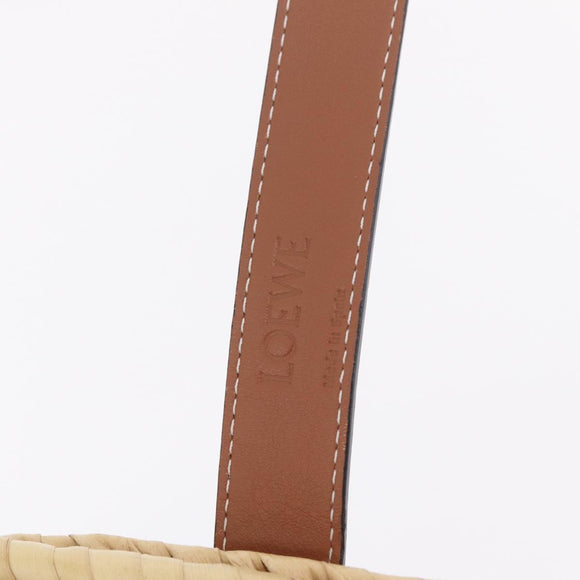 LOEWE Anagram Basket Bag Hand Bag straw Beige Auth mr3180V