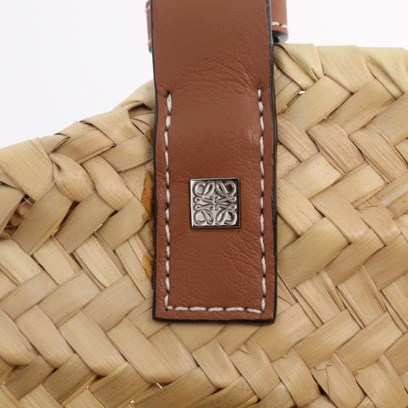LOEWE Anagram Basket Bag Hand Bag straw Beige Auth mr3180V