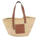 LOEWE Anagram Basket Bag Hand Bag straw Beige Auth mr3180V-2