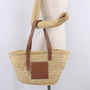 LOEWE Anagram Basket Bag Hand Bag straw Beige Auth mr3180V-20