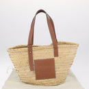 LOEWE Anagram Basket Bag Hand Bag straw Beige Auth mr3180V-21