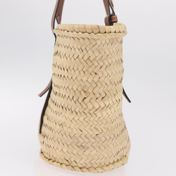LOEWE Anagram Basket Bag Hand Bag straw Beige Auth mr3180V