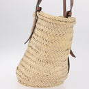LOEWE Anagram Basket Bag Hand Bag straw Beige Auth mr3180V-5