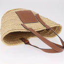LOEWE Anagram Basket Bag Hand Bag straw Beige Auth mr3180V-6