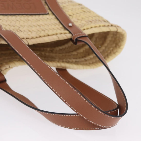 LOEWE Anagram Basket Bag Hand Bag straw Beige Auth mr3180V