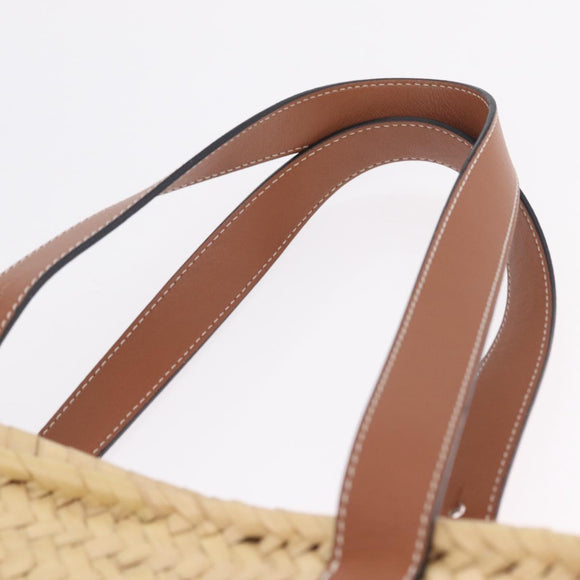 LOEWE Anagram Basket Bag Hand Bag straw Beige Auth mr3180V