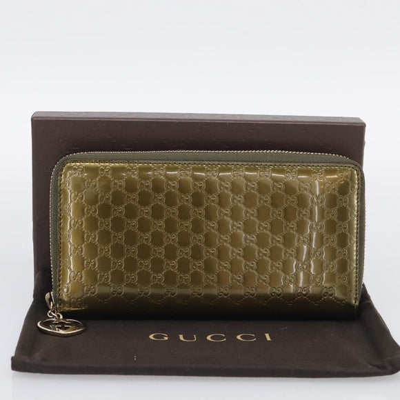 GUCCI Long Wallet Patent leather Red Gold 308005 Auth mr3182A
