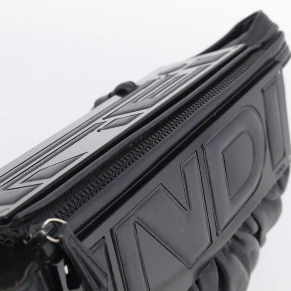 FENDI Shoulder Bag Leather Black Silver 8BN179 Auth mr3186V