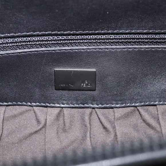 FENDI Shoulder Bag Leather Black Silver 8BN179 Auth mr3186V