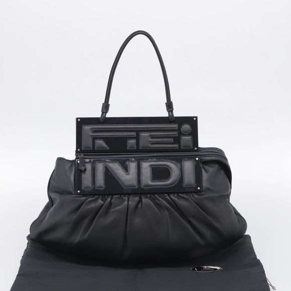 FENDI Shoulder Bag Leather Black Silver 8BN179 Auth mr3186V