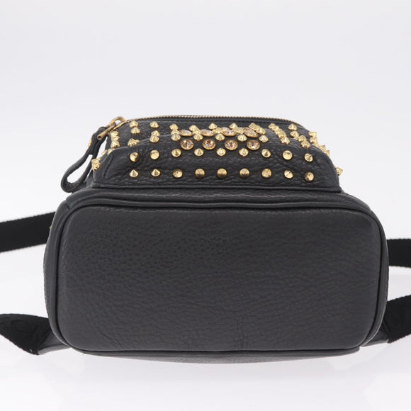 MCM Vicetos Backpack Leather Black Gold Auth mr3187V