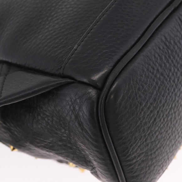 MCM Vicetos Backpack Leather Black Gold Auth mr3187V