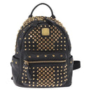 MCM Vicetos Backpack Leather Black Gold Auth mr3187V-2