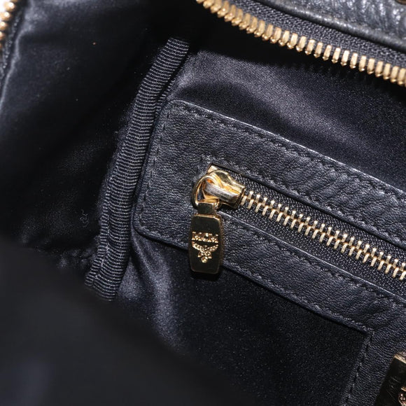 MCM Vicetos Backpack Leather Black Gold Auth mr3187V