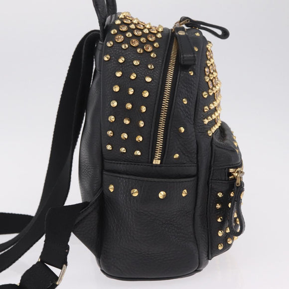 MCM Vicetos Backpack Leather Black Gold Auth mr3187V