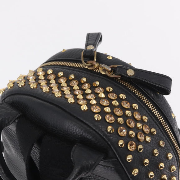 MCM Vicetos Backpack Leather Black Gold Auth mr3187V