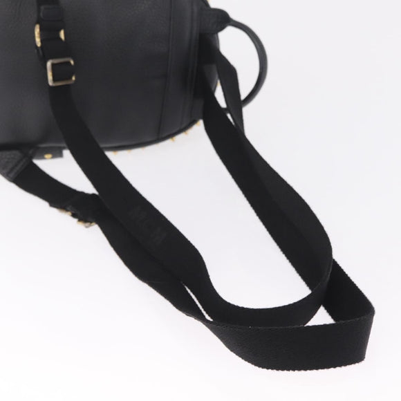 MCM Vicetos Backpack Leather Black Gold Auth mr3187V