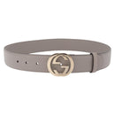 GUCCI Belt Leather 37.4"" Gray Gold 409417 Auth mr3188A-1