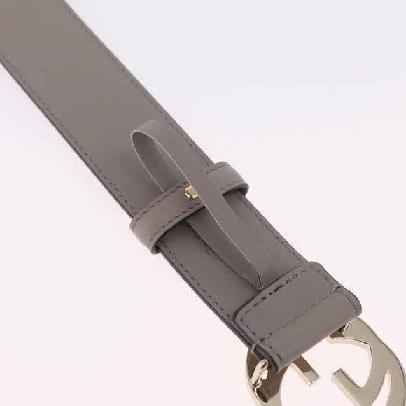 GUCCI Belt Leather 37.4"" Gray Gold 409417 Auth mr3188A