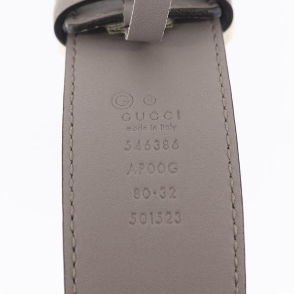 GUCCI Belt Leather 37.4"" Gray Gold 409417 Auth mr3188A