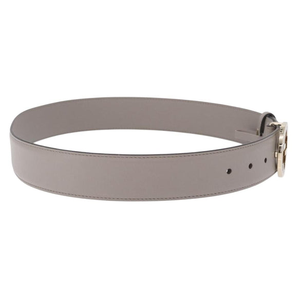 GUCCI Belt Leather 37.4"" Gray Gold 409417 Auth mr3188A