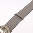 GUCCI Belt Leather 37.4"" Gray Gold 409417 Auth mr3188A-6