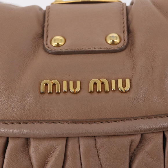 Miu Miu Hand Bag Leather 2way Pink Gold Auth mr3197V