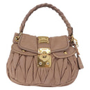 Miu Miu Hand Bag Leather 2way Pink Gold Auth mr3197V-2