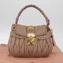 Miu Miu Hand Bag Leather 2way Pink Gold Auth mr3197V-32