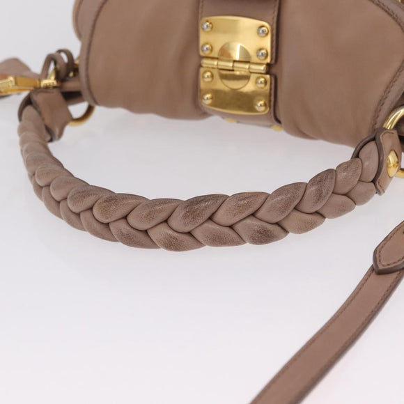 Miu Miu Hand Bag Leather 2way Pink Gold Auth mr3197V