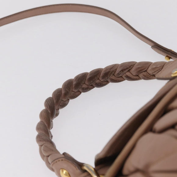 Miu Miu Hand Bag Leather 2way Pink Gold Auth mr3197V