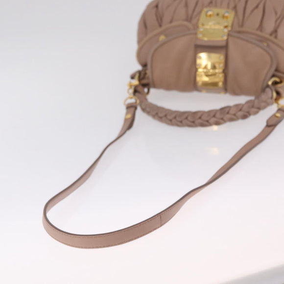 Miu Miu Hand Bag Leather 2way Pink Gold Auth mr3197V