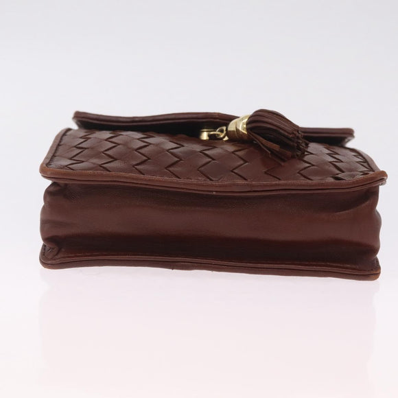 Bottega Veneta INTRECCIATO Body Bag Leather Brown Gold Auth mr3198