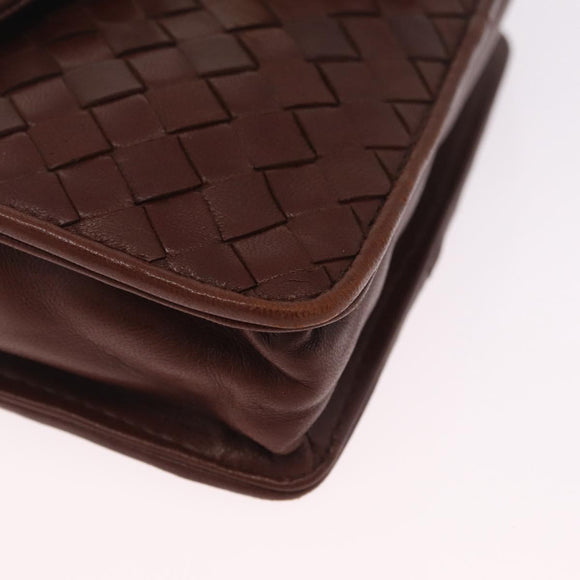 Bottega Veneta INTRECCIATO Body Bag Leather Brown Gold Auth mr3198