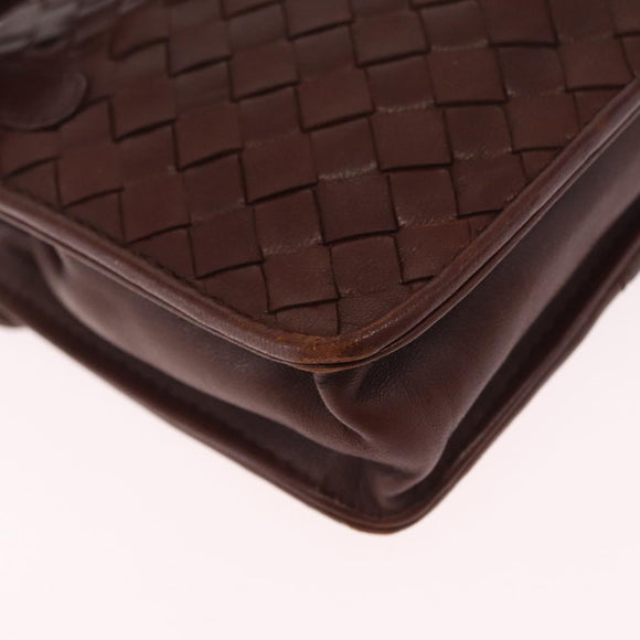 Bottega Veneta INTRECCIATO Body Bag Leather Brown Gold Auth mr3198