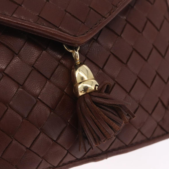Bottega Veneta INTRECCIATO Body Bag Leather Brown Gold Auth mr3198