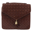 Bottega Veneta INTRECCIATO Body Bag Leather Brown Gold Auth mr3198-2