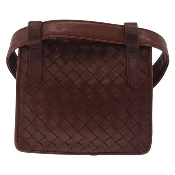 Bottega Veneta INTRECCIATO Body Bag Leather Brown Gold Auth mr3198