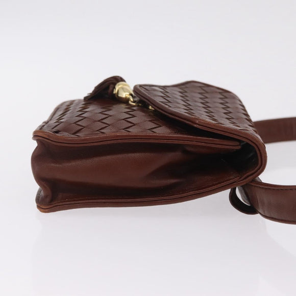 Bottega Veneta INTRECCIATO Body Bag Leather Brown Gold Auth mr3198