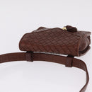 Bottega Veneta INTRECCIATO Body Bag Leather Brown Gold Auth mr3198-6
