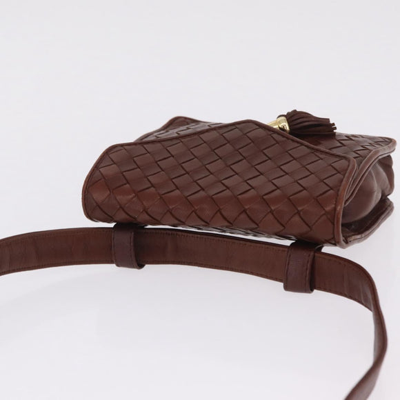 Bottega Veneta INTRECCIATO Body Bag Leather Brown Gold Auth mr3198
