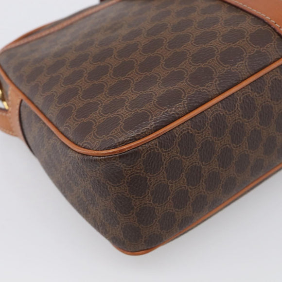 CELINE Macadam Canvas Shoulder Bag PVC Leather Brown Gold Auth mr3199A