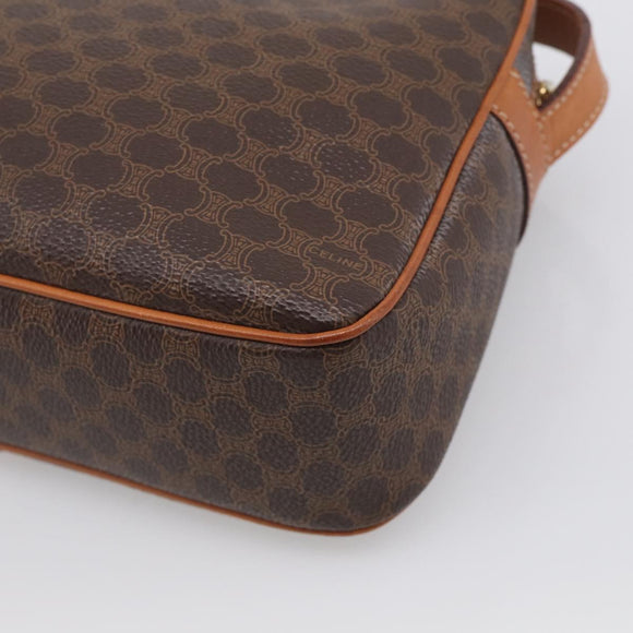CELINE Macadam Canvas Shoulder Bag PVC Leather Brown Gold Auth mr3199A