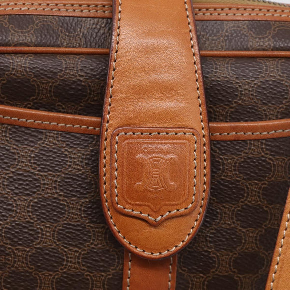 CELINE Macadam Canvas Shoulder Bag PVC Leather Brown Gold Auth mr3199A