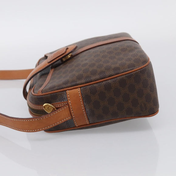 CELINE Macadam Canvas Shoulder Bag PVC Leather Brown Gold Auth mr3199A