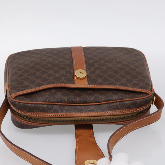 CELINE Macadam Canvas Shoulder Bag PVC Leather Brown Gold Auth mr3199A