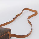 CELINE Macadam Canvas Shoulder Bag PVC Leather Brown Gold Auth mr3199A-8